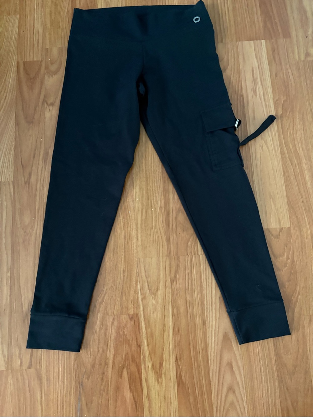 Blue Fish Black Active Pants with White & Blue Label